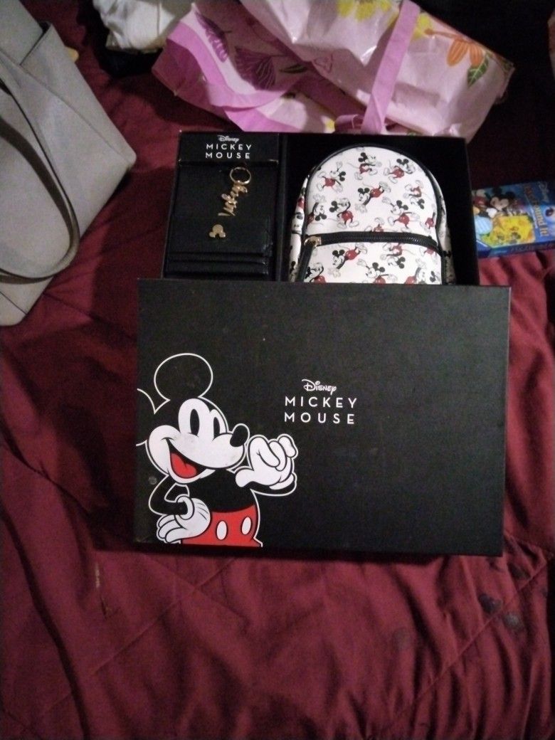 Black, Red and White Mini Mickey Mouse Back Pack Combo