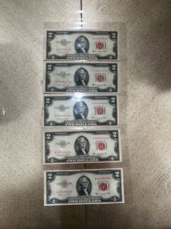 5X old bill $2 Red Sealed series 1953