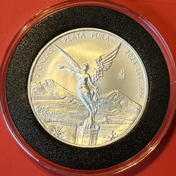 2 OZ Silver 2024 Mexican Libertad, Encapsulated Mint