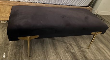 Large gold and black velvet  ottoman bench