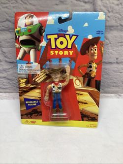 New Woody Sheriff Toy Story 1 Collectible Figure Thinkway Disney 1995 4"