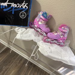 Skates for Girls with Light Up Wheels, Adjustable Inline Skates Size 11C