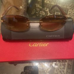Cartier 18k gold plated sunglasses with box and case