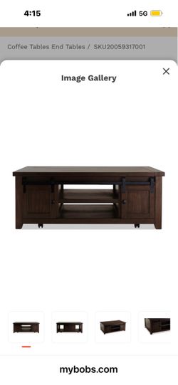 Dark Wood Coffee Table with a Sliding Barn Door