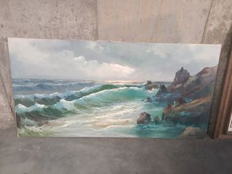 Beautiful Seascape Original Painting unknown author 48" x 24"