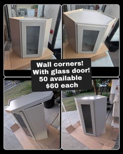 New wall corner cabinets! With glass doors! 2 Sizes available!