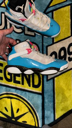 Jordan 6 Rings White Light Blue Fury Cyber Sz 10.5