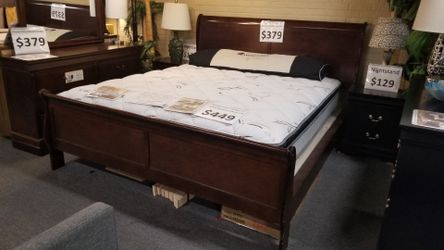 BRAND NEW DARK CHERRY KING OR CA KING SLEIGH BEDFRAME