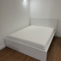 Queen White Bed Frame + Mattress