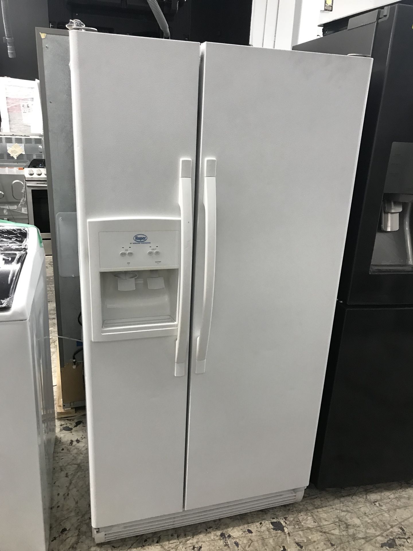 Roper side by side refrigerator white