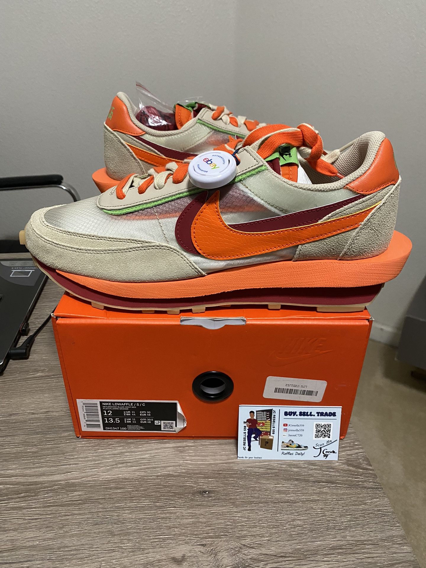 Size 9.5 or 12 - Nike LD Waffle Sacai Clot Kiss of Death Orange