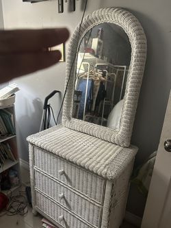 Wicker Dresser And Mirror 