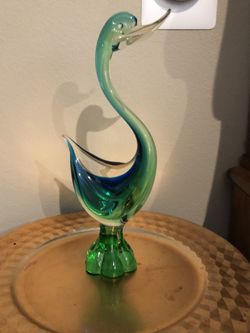 Murano- Glass- crystal - duck - green- 60$ Italy 🇮🇹-