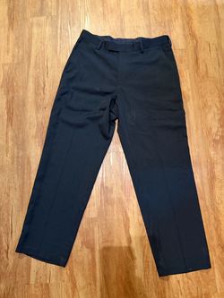 Kenneth Cole Reaction Mens 34x30 Black Micro Polyester Flat Front Dress Pants