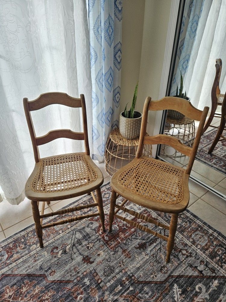 Antique Cane Chairs - Set Of 2