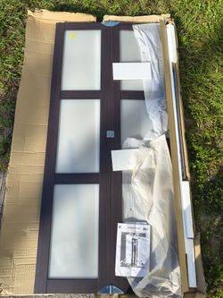 RELIABILT Euro 36-in x 80-in Espresso 3-panel Frosted glass