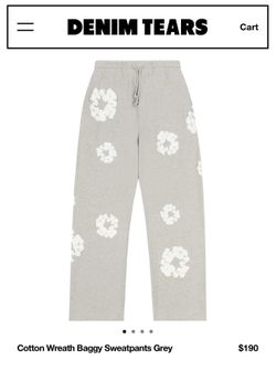 Brand New Denim Tears Open Hem Baggy Sweatpants 