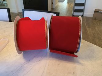 6” WIDE velvet wired edge indoor outdoor red ribbon