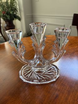 Bohemian Crystal three arm candelabra
