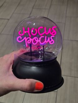 Hocus Pocus Neon Light Up Halloween Globe Black Base Pink Light