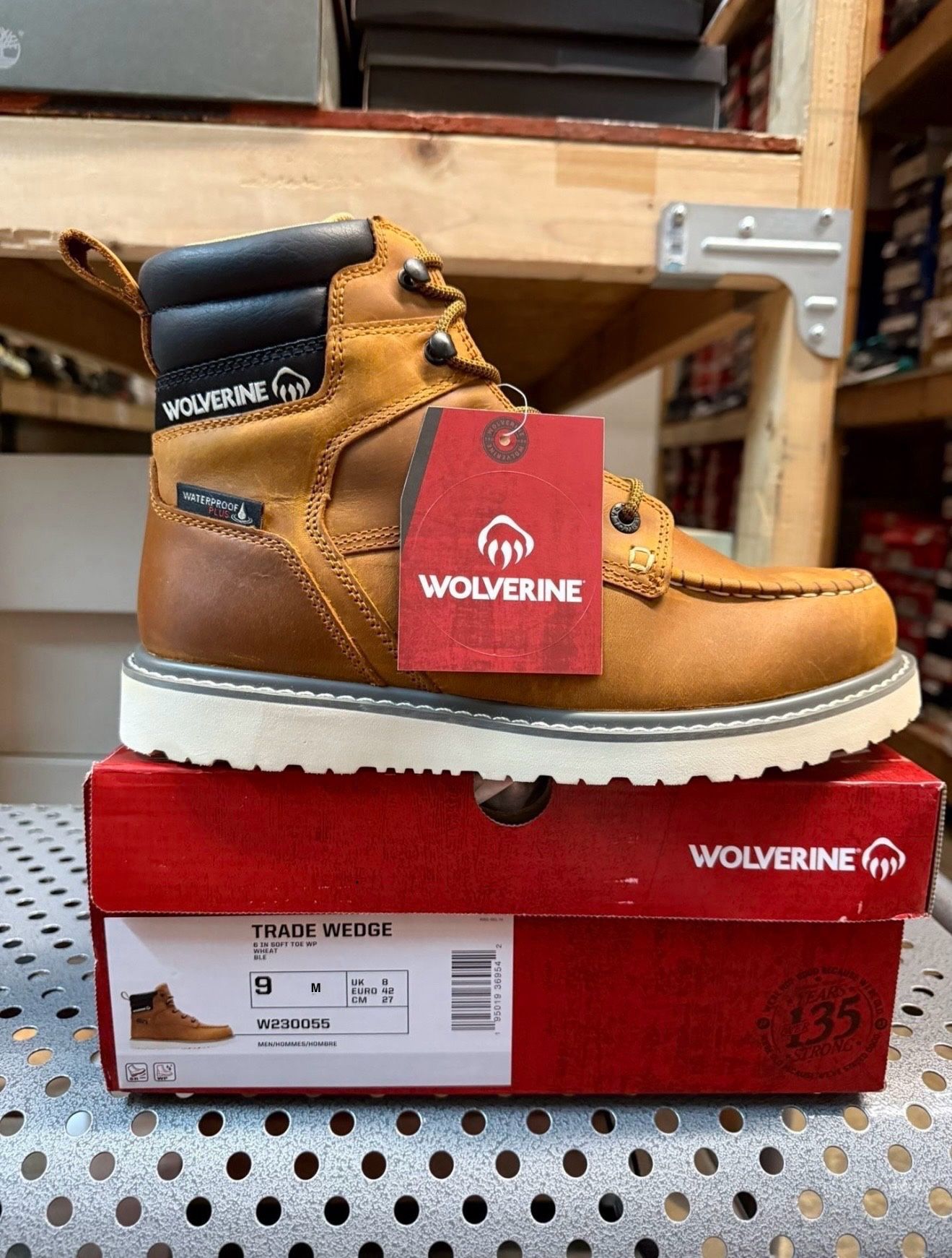 Wolverine Men’s Trade Wedge 6” Waterproof & Slip Resistan Wheat Leather Work Boot