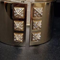Victoria's Secret Scandalous Limited Edition 2014 Goldtone Hinged Open Cuff Wide Bracelet