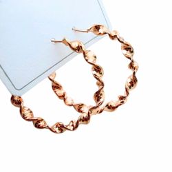 Large Twisted Rope Hoop Earrings 3.5cm – Rose Gold Plated | Modern Minimalist