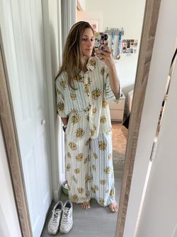 NWT $78 Anthropologie x LouLou Avenue Button-Down Sun Print Collared Top XXS