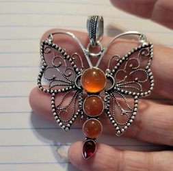Carnelian butterfly pendant