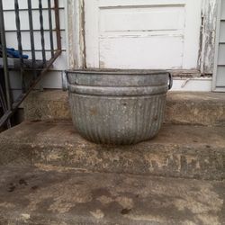 Old Industrial Ribbed Sheet Metal Pot/Can