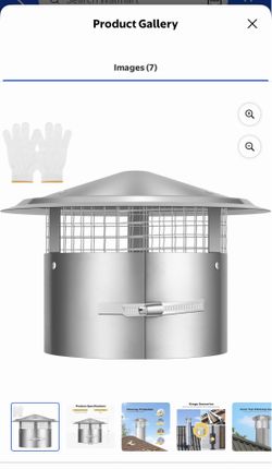 SPECSTAR 8" Cone Top Chimney Cap with Screen, Round Roof Rain Chimney Cover, Stainless Steel Fireplace Exhaust Cap, Adjustable Roof Cap for Vent
