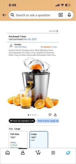 Eurolux Electric Citrus Juicer – Large