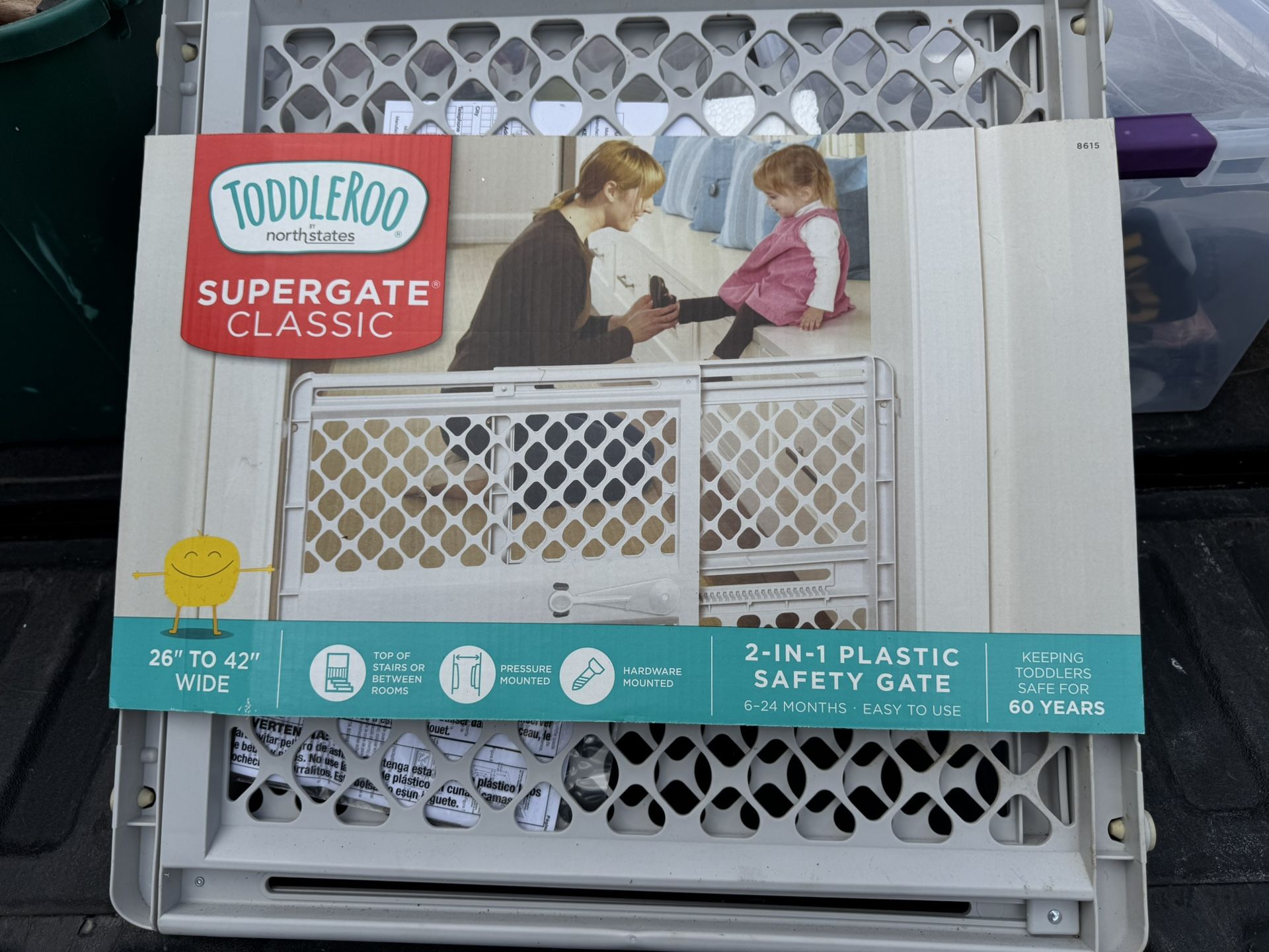 Toddleroo by 26"-42" Supergate Explorer Baby Safety Gate, Gray Plastic