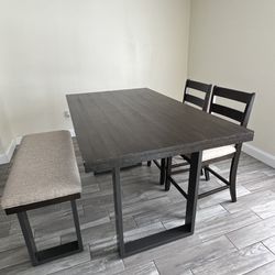 High Dining Table With Bench And Chairs 