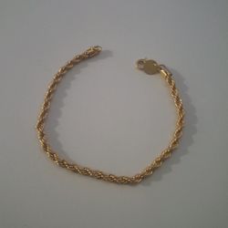 Brand New Women's 8" Rope Style Gold Plated Bracelet, 6mm