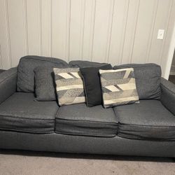 Modern Gray Fabric Sofa -Pullout Sleeper