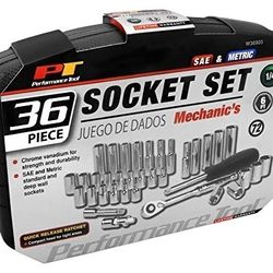 36 pc PERFORMANCE TOOLS socket Set 