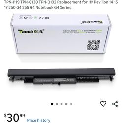 Replacement battery for Tanch brand laptop, model HS03/HS04.