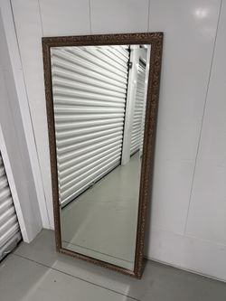 Large Ornate Vintage Gold Framed Beveled Mirror - 60” x 27”