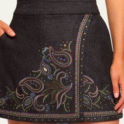 Ramy Brook Lauren Denim Mini Skirt 