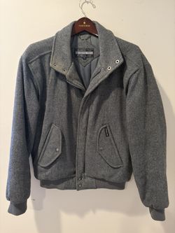 Men’s Wool ‘Members Only’ Jacket with Nylon Lining and Pockets Dark Gray Size 38