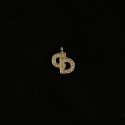 Vintage Christian Dior Logo CD Stone Chain Necklace Pendant