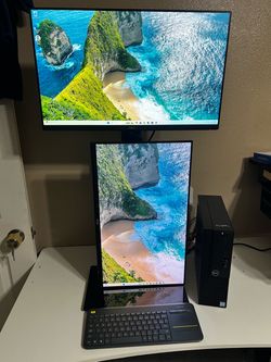 DELL WHOLE SETUP/(2) 24” MONITORS/SSD/1TB HDD/WIN 11/KEYBOARD/MOUSE/WIFI/COMPUTER DESKTOP PC
