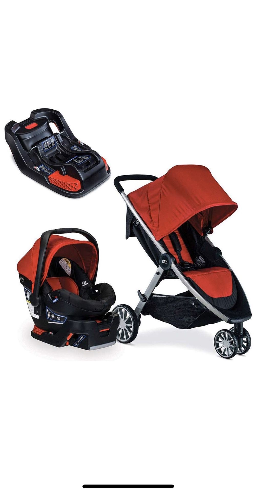 Britax B-Agile Travel System with B-Safe 35 Infant Car Seat - Birth to 55 Pounds, Red