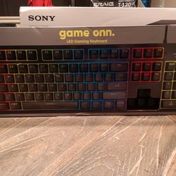 onn. 104- Key LED Gaming Membrane Keyboard, USB Wired, Black