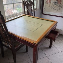 Mahjong Table with Drawer – Solid Wood