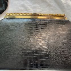 Vintage, Antique, Unique Clutch, Bag Black Purse Party Dress Up 