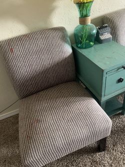 2 chairs and antique table teal color