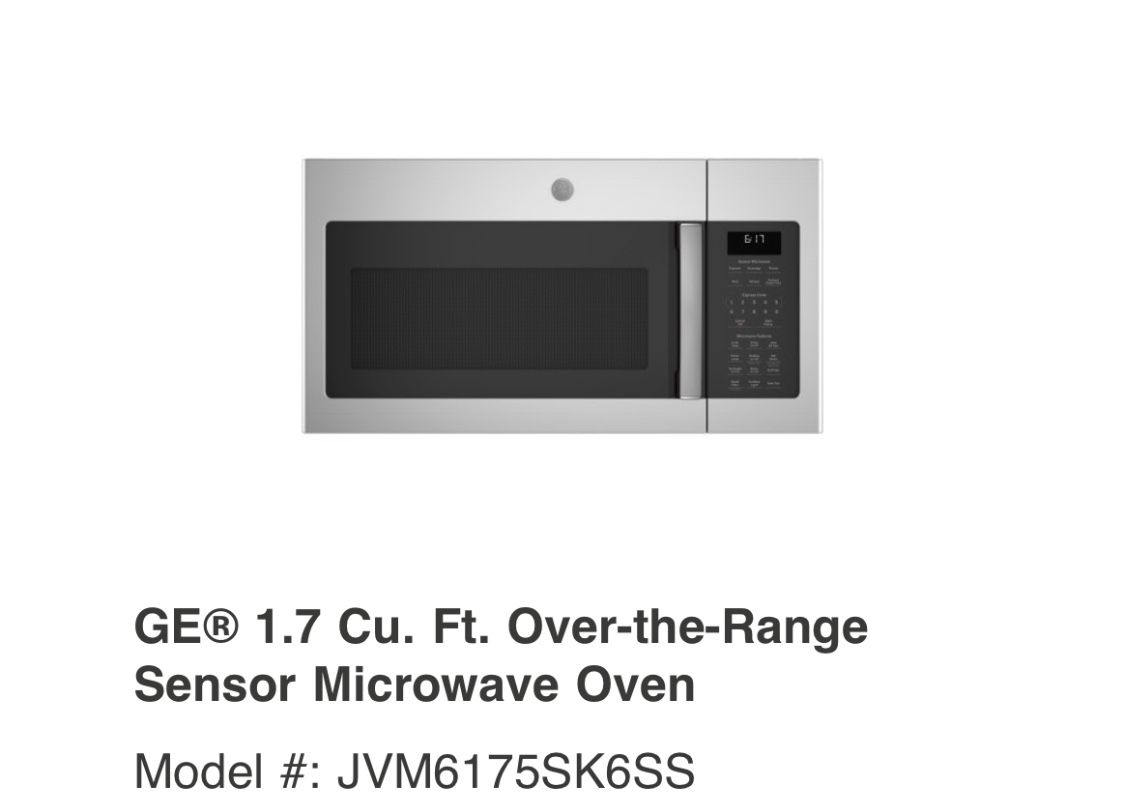 GE 1.7 1000 Watt Over The Range Microwave With Charcoal Fan