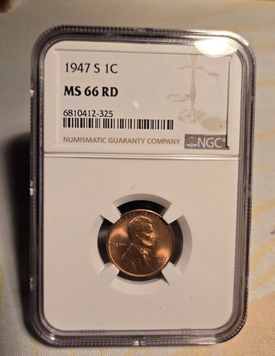 1947-S MS66 RD Wheat Cent